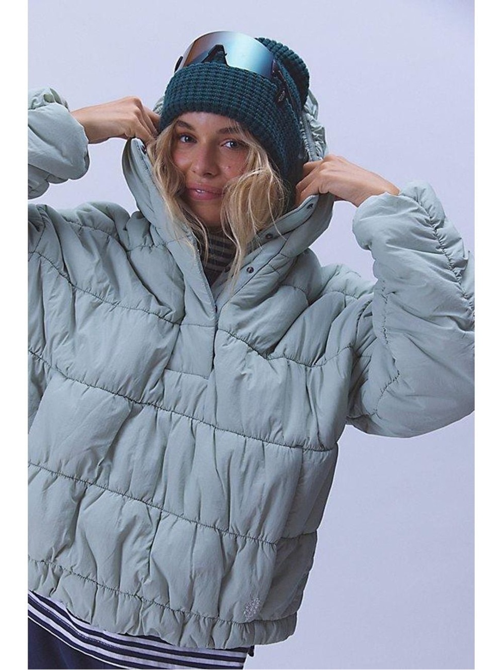 NWT FREE PEOPLE MOVEMENT Polly Puffer Pullover | Green Tea MSRP $198 S Oversized